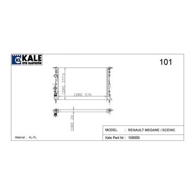 Motor Radyator Megane Scenic 1 4 / 1 6 / 1 9 / 2 0 Klimasiz (2 Sira Al+Pl Sistem) / (570×377 5×28) KALE 0519192AL