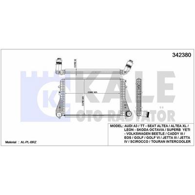 Turbo Radyatoru Golf Caddy Passat Jetta Touran Bkd Cffb 10> KALE 342380