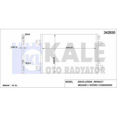 Klima Radyatoru Dacia Duster Logan Sandero Renault Megane I Scenic I 1.4 1.5 Dci 1.6 1.9 Dti KALE 342830