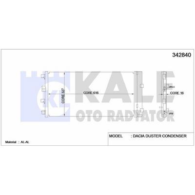 Klima Radyatoru Duster 1.6 16V / 1.5Dci 06 / 10> KALE 342840