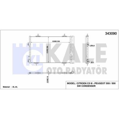 Klima Radyatoru (Kondanser) P508 C5 Iii Dv6C Ep6C Ep6Cdt Ep6Dt Olcu: (574×361×12) KALE 343090