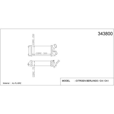 Turbo Sogutucu Radyator (Intercoll) Berlingo Iii C4 C4 Picasso P308 P3008 P5008 Partner Tepe 1 6Hdi 08> Olcu: (300×147×76) KALE 343800