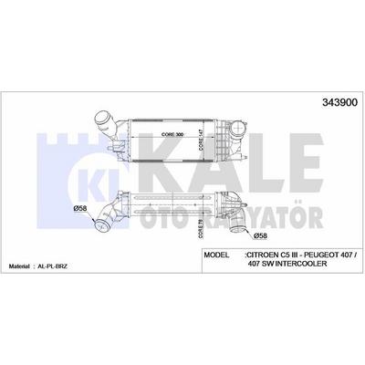 Turbo Sogutucu Radyator (Intercoll) C5 P407 1 6Hdi 2 0Hdi 08> Olcu: (300×147×76) KALE 343900