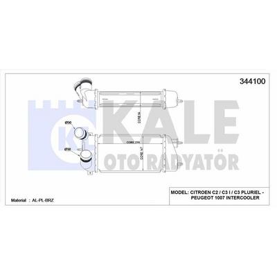 Turbo Sogutucu Radyator (Intercoll) C3 1 4Hdi 16V 02> Olcu: (275×147×64) KALE 344100