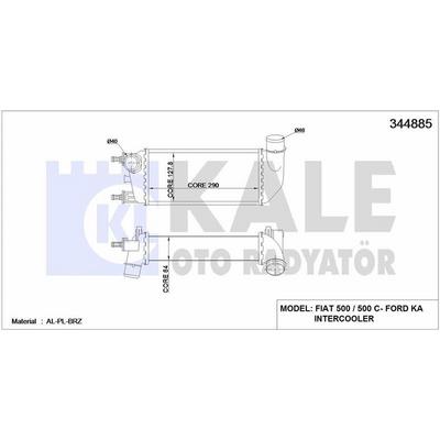 Turbo Radyatoru Fiat 500 Ford Ka 1 3 07> KALE 344885