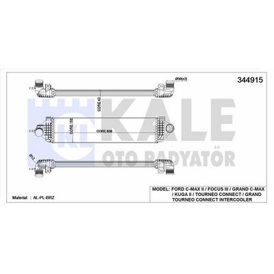 Turbo Intercoll Radyatoru Focus Iii  Iii 11> 1.6 Ecoboost C-Max 06>11 10> 1.6 Ecoboost Kuga 13> Transit Connect 13> KALE 344915
