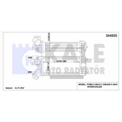 Turbo Intercoll Radyatoru Focus Iii Cb8 11>14 1.6 Tdci̇ Focus Iiii Cew 14> C-Max 06>11 10>15 1.6 Tdci 300×150×76 KALE 344935