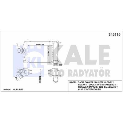 Turbo Radyatoru D.Dokker Duster Lodgy Logan Ii Logan Mcv Ii Sandero Ii R.Captur Clio Iv 1.0 Tce 1.2 Tce 1.3Tce 1.5 Dcı KALE 345115