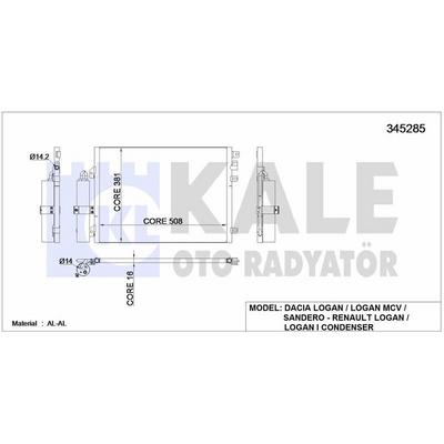 Klima Radyatoru (Kondanser) Logan Sandero 1.4 / 1.6 04> KALE 345285