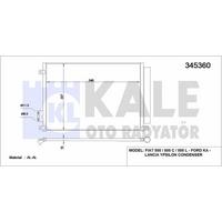 Klima Radyatoru (Kondanser) Fiat 500 Panda 12> 1.2 / 1.4 / 1.3Jtd Multijet Ford Ka 1.2 / 1.3Tdci 08 /> (542×369×16) KALE 345360