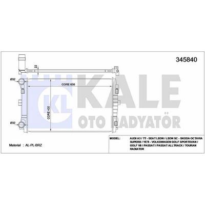 Motor Su Radyatoru 650×395×22 A3 1 2 / 1 4 / 1 6Tdi Golf Vii 1 2 / 1 4 / 1 6Tdi 12> KALE 345840