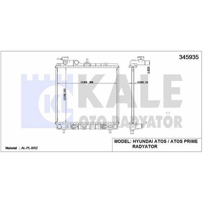 Motor Su Radyatoru Hyundai Atos 1 0 97 04 Otomatik (355×388×16) KALE 345935