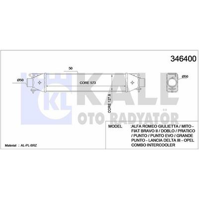 Turbo Radyatoru Doblo Iii Punto Bravo 1 4Tjet / 1 6Dmultijet / 1 9Dmultijet KALE 346400