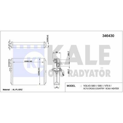 Kalorifer Radyatoru Volvo S60 2 0T 2 4 2001> S80 1998 2006 V70 2000> Xc70 2000> Xc90 KALE 346430