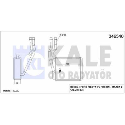 Kalorifer Radyatoru Fiesta V 01>08 Fusion 01>12 Mazda Ii 121 KALE 346540