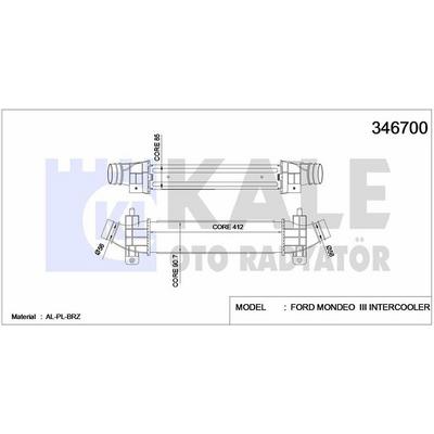 Turbo Intercol Radyatoru Mondeo Iii 2 0Tdci / 2 2Tdci 00>07 Olcu: (412×90 7×85) KALE 346700