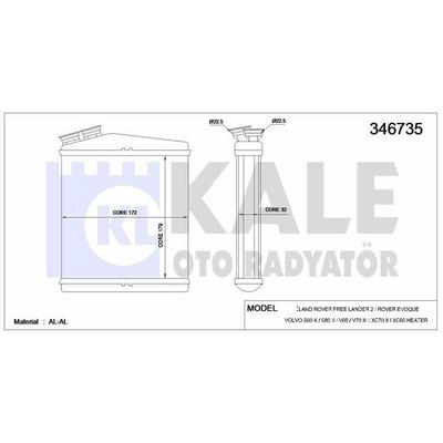 Kalorifer Radyatoru Freelander 2 06-14 Evoque 12-18 Discovery Sport 15> / S60 Ii S80 Ii V60 V70 Iii Xc70 Ii Xc60 KALE 346735