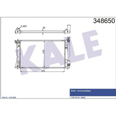 Motor Su Radyatoru Toyota Avensis 2003 2008 Manuel Vites KALE 348650