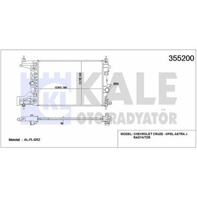 Motor Su Radyatoru A.T Astra J 10>19 A16Xer - B16Xer Cruze (J300) Cruze (J305) F16D 580×398×16 KALE 355200