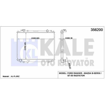 Motor Su Radyatoru Mazda B2500 Bt50 06> Ford Ranger Manuel (537×377×60) KALE 356200