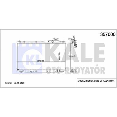 Motor Su Radyatoru Honda Civic 2001 2006 Manuel Vites (660×350×18) KALE 357000