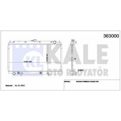 Motor Su Radyatoru Nissan Primera 2 0 (Sr20) 1996 2001 P11 Kasa Otomatik Vites (360×698×16) KALE 363000