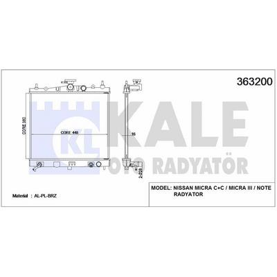 Motor Su Radyatoru Nissan Micra K12 Kasa 2003 2010 Otomatik Vites (350×383×16) KALE 363200