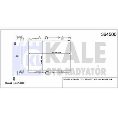 Motor Su Radyatoru C5 P406 Ym Ew7J4 (1 8 16V) P406 Ym 2 0Hdi 8V 01> Olcu: (380×538×26) KALE 364500