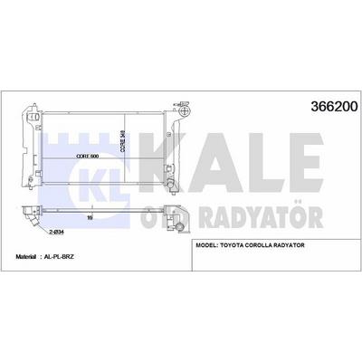 Motor Su Radyatoru Corolla Vvt I 02>07 Manuel (536×312×13) KALE 366200