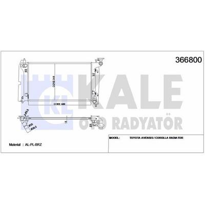 Motor Su Radyatoru Corolla 2002 2007 Avensis 2002 2007 Otomatik Vites (600×350×16) KALE 366800