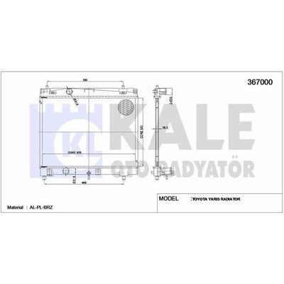 Motor Su Radyatoru Toyota Yaris 1.0 1.3 2006-> (Manuel Vites) (350×478×16) KALE 367000