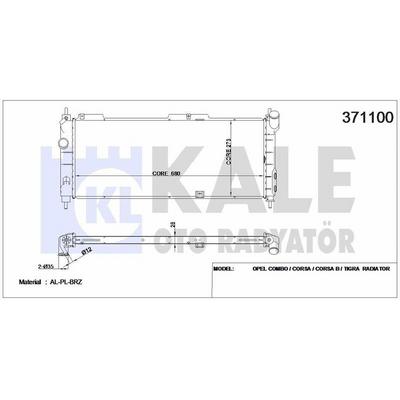 Motor Su Radyatoru Combo Corsa Corsa B Tigra (680×273×26) Brazing Manuel Vites KALE 371100