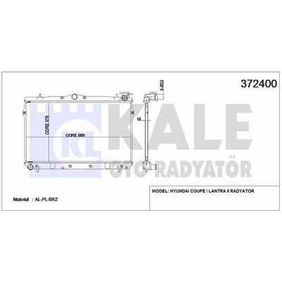 Motor Su Radyatoru Hyundai Elantra 1 6 1 8 2 0 96 00 Manuel (375×668×16) KALE 372400