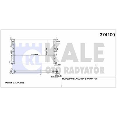 Motor Su Radyatoru M.T Vectra B X25Xe 608×358×22 KALE 374100