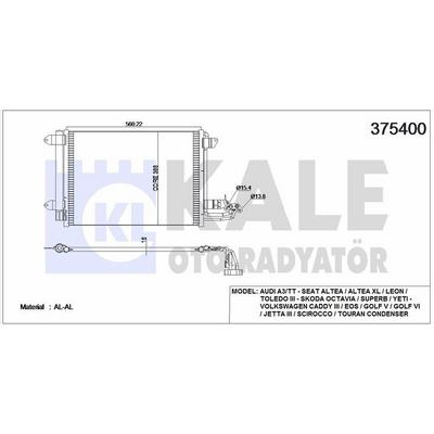 Klima Radyatoru Caddy Iii Golf V Vi Jetta Iii Eos Scirocco Toruran Super B Octavia Yeti Toledo Leon Altea A3 Audi Tt 1.2 Tsi 1.4Tfsi 1.6 Fsi 1.8 Tfsi 2.0Fsi 1.6Tdi 1.9Tdi 2.0Tdi KALE 375400