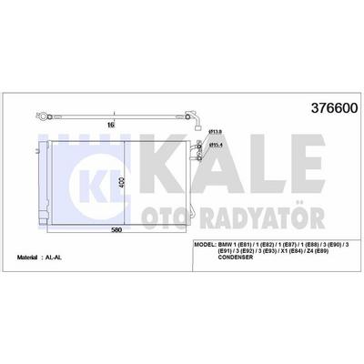 Klima Radyatoru N43 N45 N46 N51 N52 N53 M3 E81 E82 E87 E88 E90 E91 E92 E93  X1 E84 E89  KALE 376600