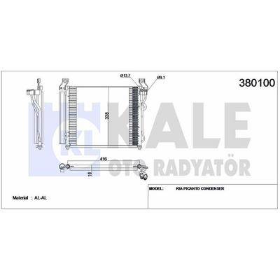 Klima Radyator ( Kondanser ) Kia Picanto 2008-> (390×335×17) KALE 380100
