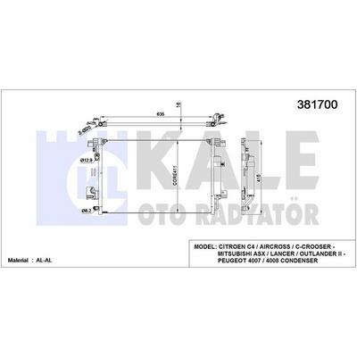 Klima Radyatoru Asx Lancer Outlander 2009> P4007 P4008 C4 Ayrcross C Crosser 10> KALE 381700