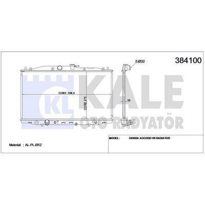 Motor Su Radyatoru Honda Accord Viii 03>08 Otomatik (375×708×16) KALE 384100