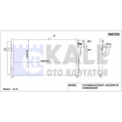 Klima Radyatoru (Kondanser) Hyundai Accent Era Benzinli 2006-> (634×348×16) KALE 386300