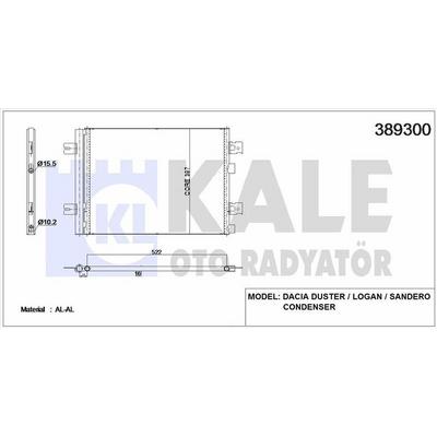 Klima Radyatoru (Kondanser) Dacia Duster Logan Ii Sandero Ii  Lodgy 1.2   1.4   1.5 Dci 1.6 KALE 389300