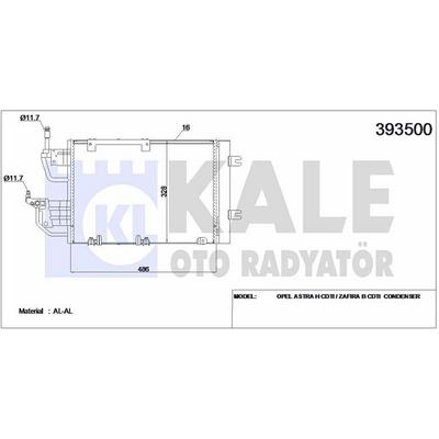 Klima Radyatoru Astra H <09 Zafira B Z13Dth A17Dtr A17Dtj Z19Dt Z19Dth Z20Leh (520×331×12 KALE 393500