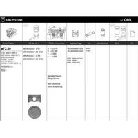Motor Piston+Segmani ( Riken ) 72 50+0 50Mm Cap Astra J Corsa E 0.30 Mm Kisa-A14Net Turbo-Ecotec (2011 )-B14Neh 4 Sil. Benzinli 1364 Cc-103 110Kw 140 150 Ps KINGPISTON 18-3010113-30