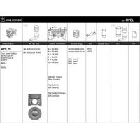 Motor Piston+Segmani ( Riken )  79 70+Stdmm Cap Astra Vectra B16Dth Euro 6-Eocotec 4 Sil. Dizel 1598 Cc-100 Kw (136 Ps) KINGPISTON 18-3092310