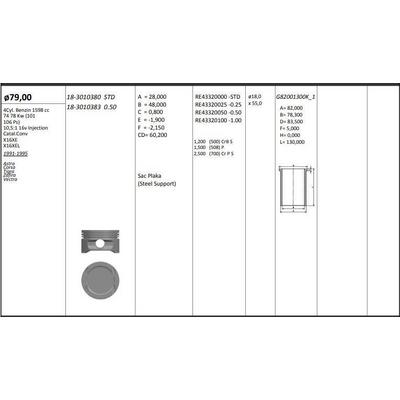 Motor Piston+Segmani ( Riken )  79 00+0 50Mm Cap Astra Corsa Tigra Zafira Vectra X16Xe-X16Xel 4Sil. Benzinli 1598 Cc-74 78 Kw (101-106 Ps)-10 5: KINGPISTON 18-3010383