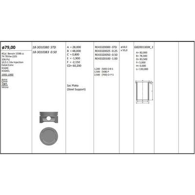 Motor Piston+Segmani ( Riken )  79 00+Stdmm Cap Astra Corsa Tigra Zafira Vectra X16Xe-X16Xel 4Sil. Benzinli 1598 Cc-74 78 Kw (101-106 Ps)-10 5: KINGPISTON 18-3010380