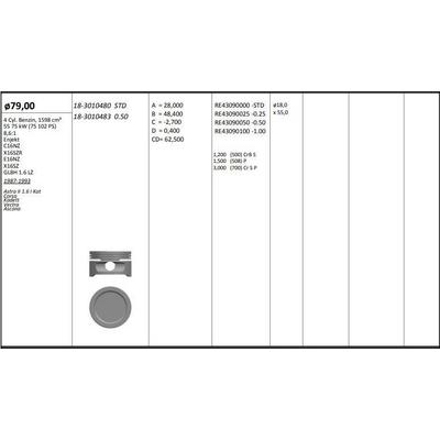 Motor Piston+Segmani ( Riken )  79 00+Stdmm Cap Astra Ii 1.6 I Kat Corsa Kadett Vectra Ascona C16Nz-X16Szr-E16Nz-X16Sz-Glbh 1.6 Lz R 4 Benzin  1598 Cm³-55 75 Kw (75 102 Ps)-8 6:1-En KINGPISTON 18-3010480