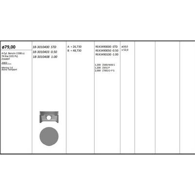 Motor Piston+Segmani ( Riken )  79 00+1 00Mm Cap Meriva 1.6 Astra Twinport Z16Xep 4 Sil. Benzinli 1598 Cc-74 Kw (101 Ps) KINGPISTON 18-3010408