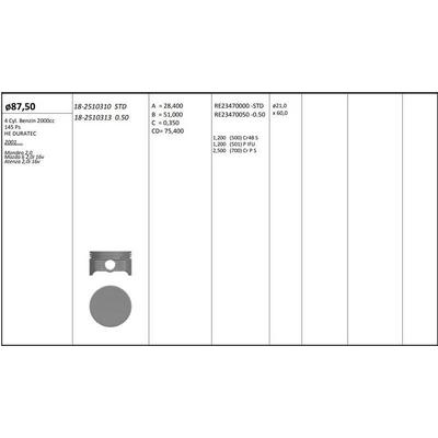 Motor Piston+Segmani ( Riken )  87 50+0 50Mm Cap Mondeo 2 0 Mazda 6 2 0I 16V Atenza 2 0I 16V He Duratec 4 Sil. Benzinli 2000Cc-145 Ps KINGPISTON 18-2510313