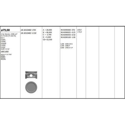 Motor Piston+Segmani ( Riken )  79 05+0 50Mm Cap Astra Ii 1.6 I Kat Corsa Kadett Vectra Ascona C16Nz-X16Szr-E16Nz-X16Sz-Glbh 1.6 Lz R 4 Benzin  1598 Cm³-55 75 Kw (75 102 Ps)-8 6:1-En KINGPISTON 18-3010483
